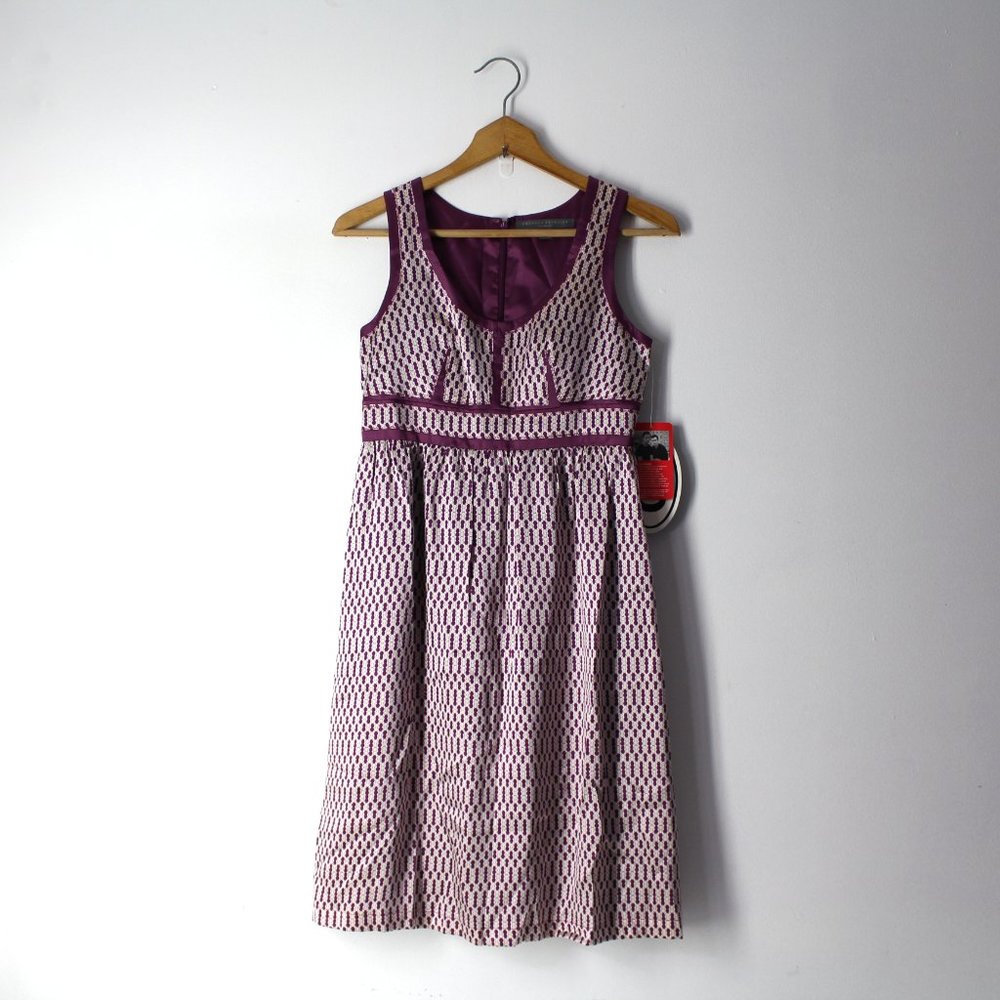 Proenza Schouler Target silk satin dress purple white geometric print Sz 3 NEW